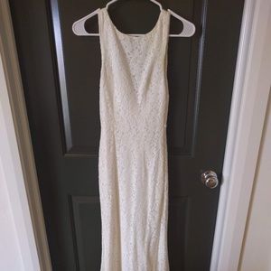 Long White Lace Wedding or Prom Gown